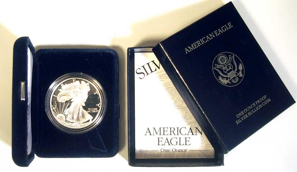 1997 Silver Eagle PROOF In Box with COA 1997-P American Silver Eagle Dollar Proof