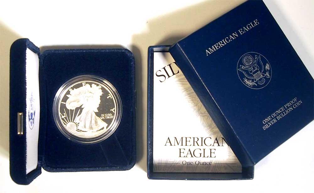 2001 Silver Eagle PROOF In Box with COA 2001-W American Silver Eagle Dollar Proof