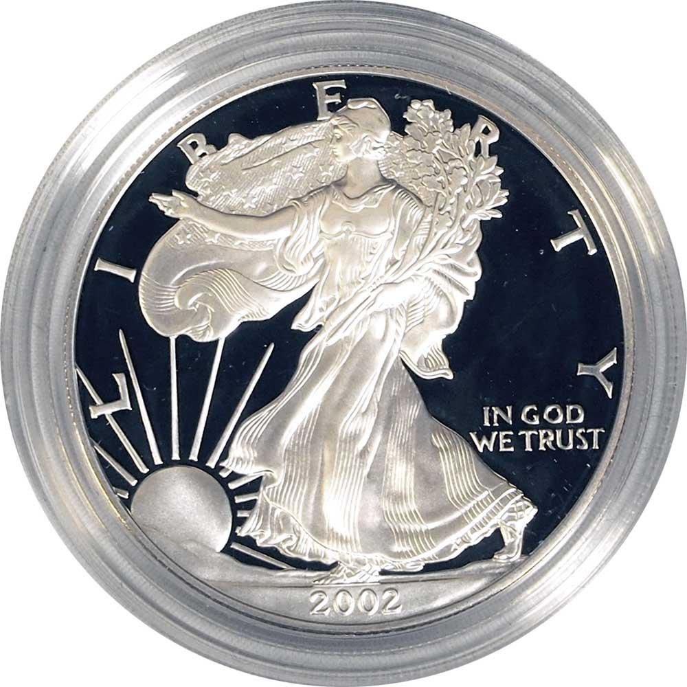 2002 Silver Eagle PROOF In Box with COA 2002-W American Silver Eagle Dollar Proof