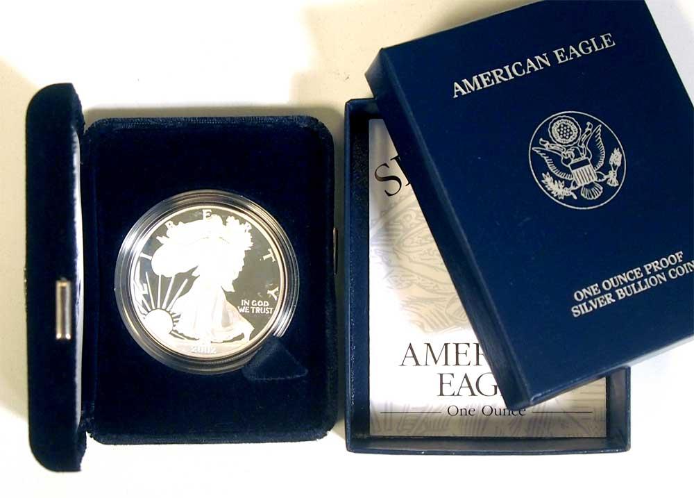 2002 Silver Eagle PROOF In Box with COA 2002-W American Silver Eagle Dollar Proof