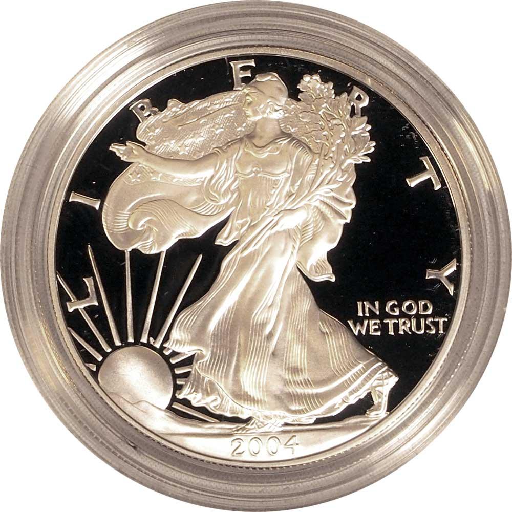 2004 Silver Eagle PROOF In Box with COA 2004-W American Silver Eagle Dollar Proof