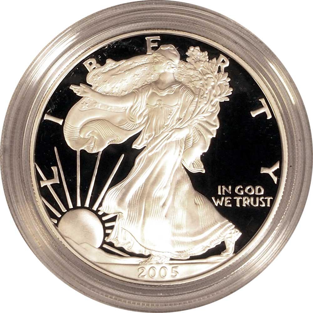 2005 Silver Eagle PROOF In Box with COA 2005-W American Silver Eagle Dollar Proof