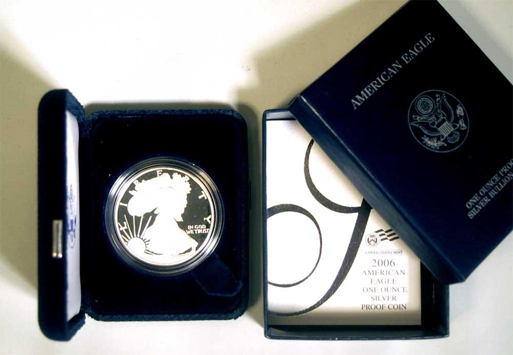 2006 Silver Eagle PROOF In Box with COA 2006-W American Silver Eagle Dollar Proof