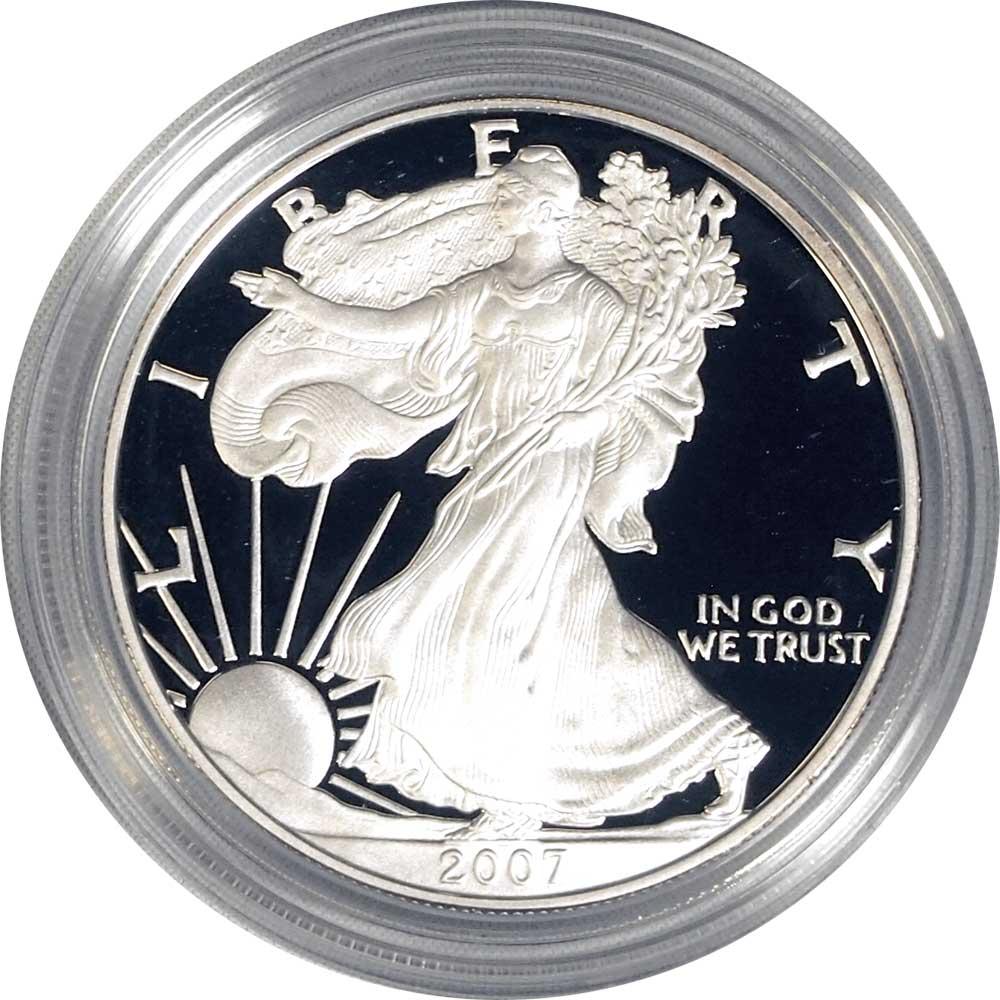 2007 Silver Eagle PROOF In Box with COA 2007-W American Silver Eagle Dollar Proof