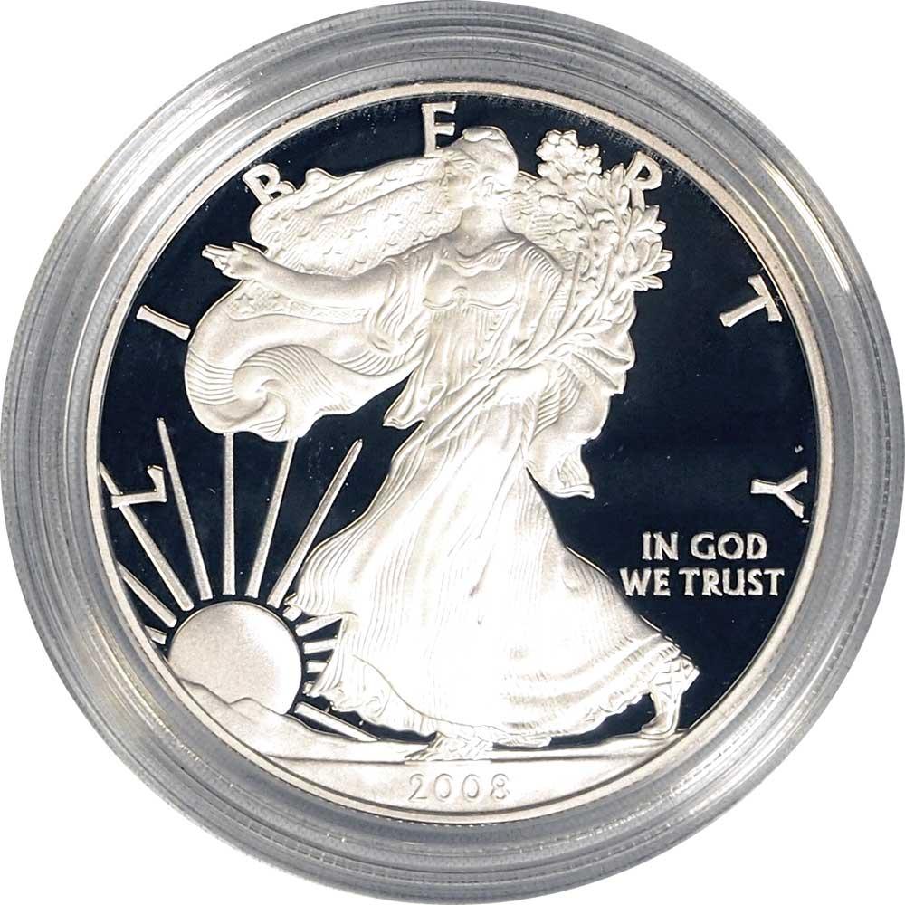 2008 Silver Eagle PROOF In Box with COA 2008-W American Silver Eagle Dollar Proof