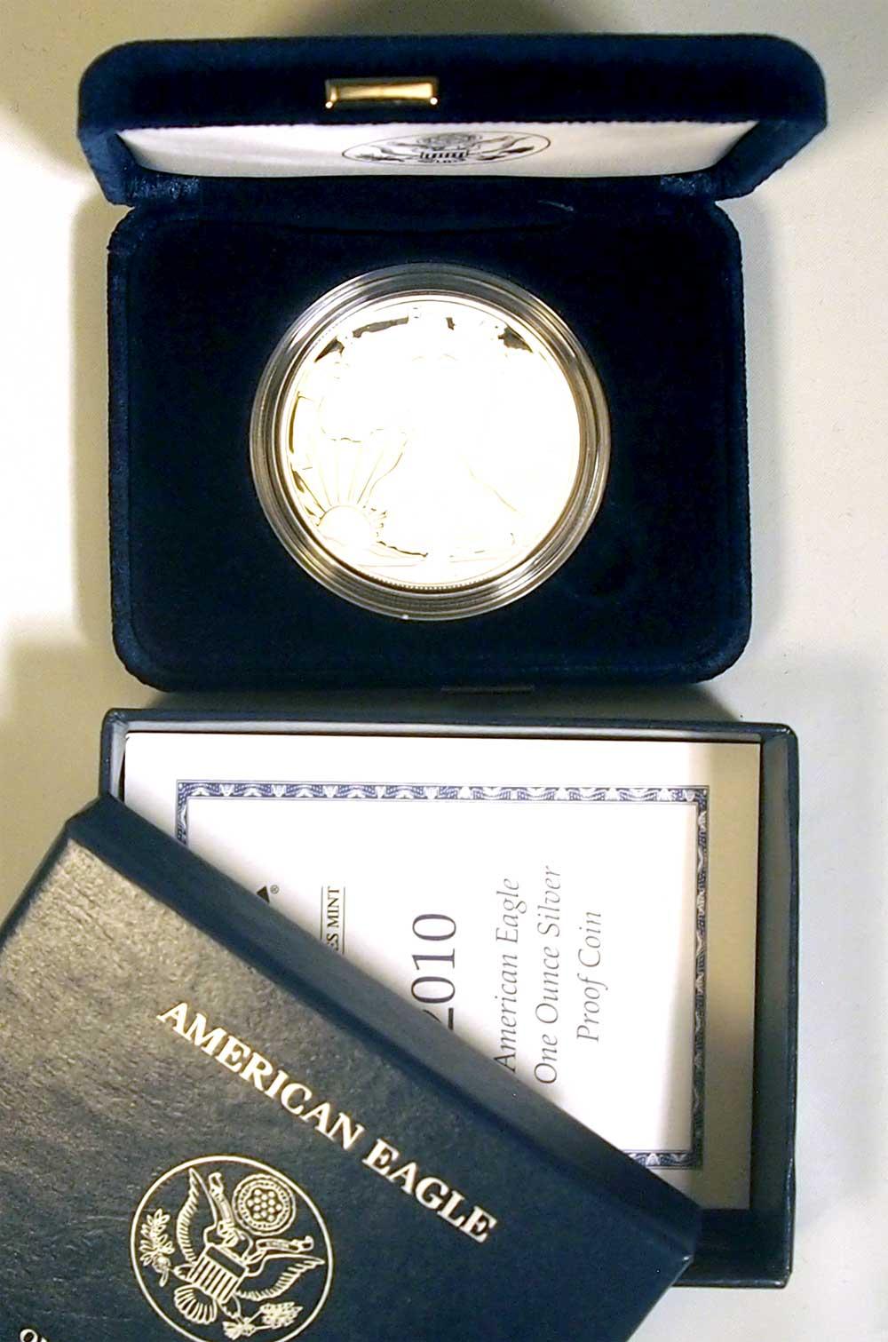2010 Silver Eagle PROOF In Box with COA 2010-W American Silver Eagle Dollar Proof