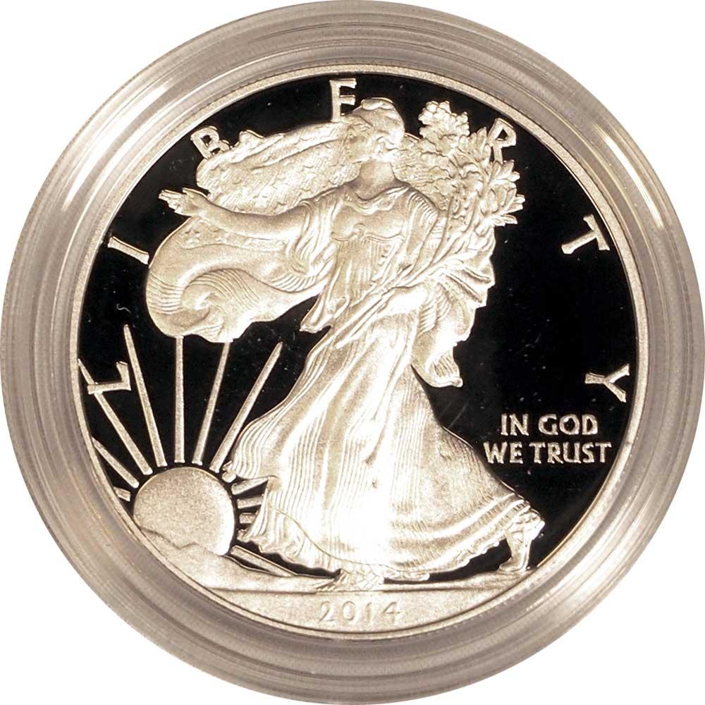 2014 Silver Eagle PROOF In Box with COA 2014-W American Silver Eagle Dollar Proof