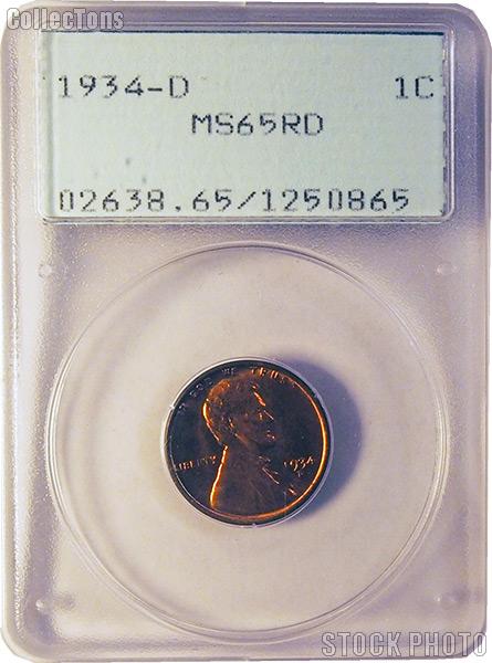 1934 Lincoln Wheat Cent in PCGS MS 65 RD
