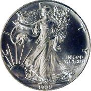 1989 American Silver Eagle Dollar BU 1oz Silver Uncirculated Coin