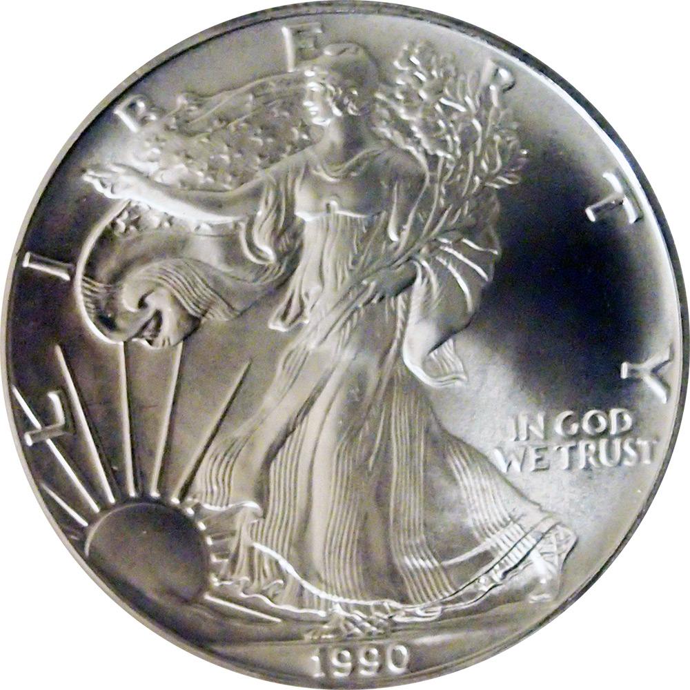 1990 American Silver Eagle Dollar BU 1oz Silver Uncirculated Coin