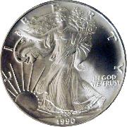 1990 American Silver Eagle Dollar BU 1oz Silver Uncirculated Coin