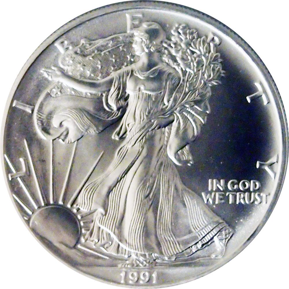 1991 American Silver Eagle Dollar BU 1oz Silver Uncirculated Coin