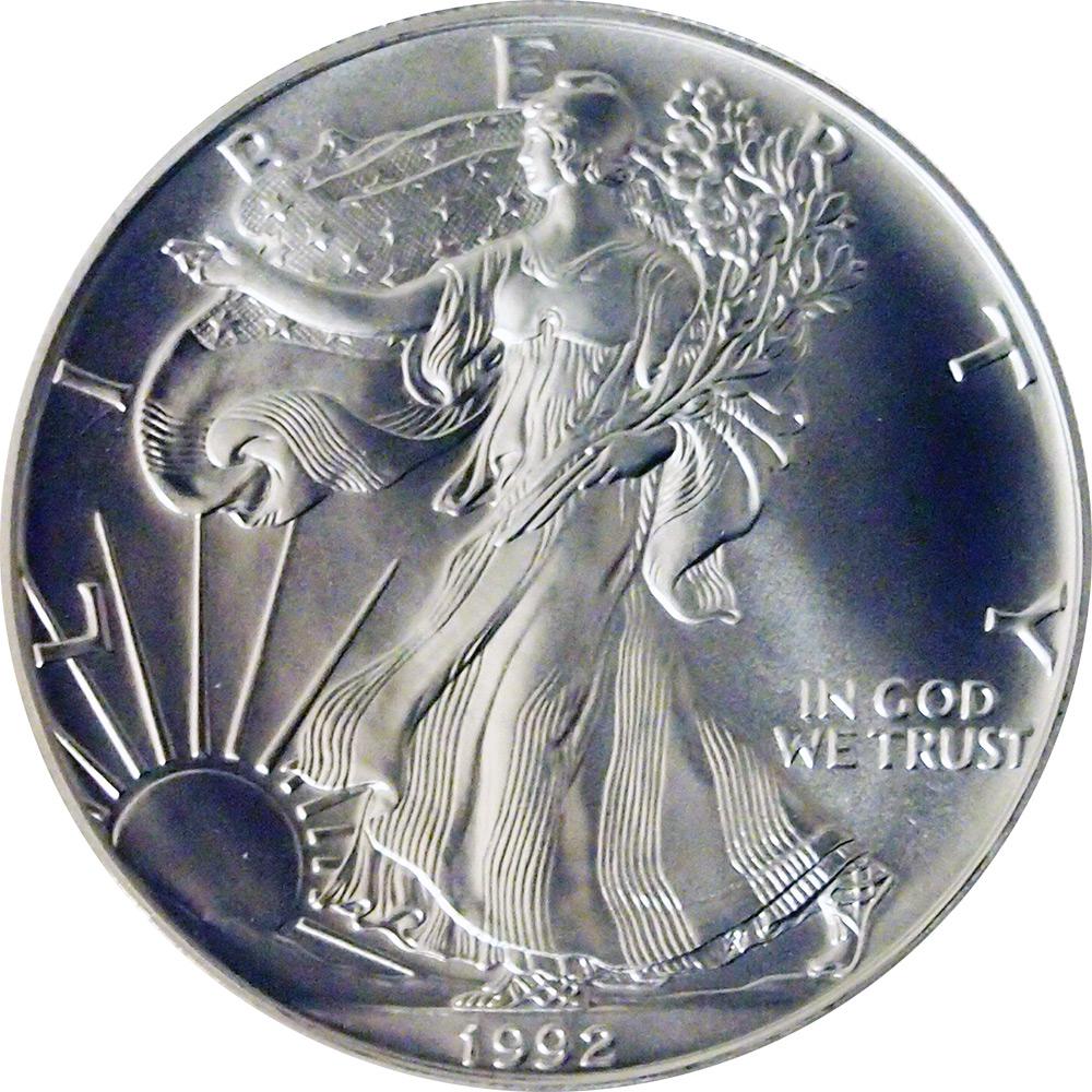 1992 American Silver Eagle Dollar BU 1oz Silver Uncirculated Coin