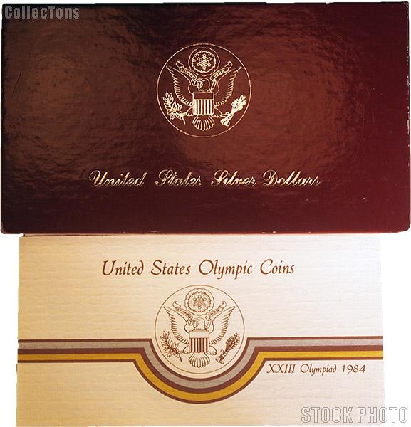 1983/4 Los Angeles Olympics Commemorative Proof Silver Two Coin Set OGP Replacement Box and COA
