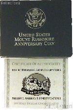 1991 Mount Rushmore Golden Anniversary Commemorative Uncirculated Half Dollar OGP Replacement Box and COA