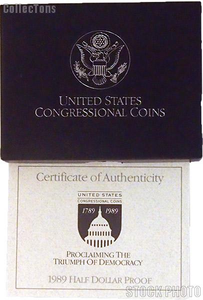 1989 Congress Bicentennial Commemorative Proof Half Dollar OGP Replacement Box and COA