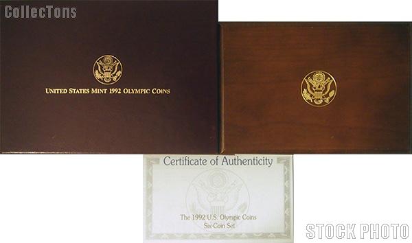 1992 U.S. Olympic Commemorative Six Coin Set OGP Replacement Box and COA