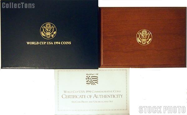 1994 World Cup Commemorative Six Coin Set OGP Replacement Box and COA