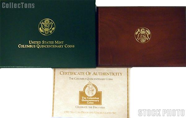 1992 Columbus Quincentenary Commemorative Six Coin Set OGP Replacement Box and COA