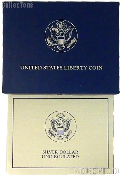 1986 Statue of Liberty Centennial Commemorative Uncirculated Silver Dollar OGP Replacement Box and COA
