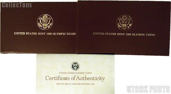 1988 Seoul Olympiad Commemorative Uncirculated Silver Dollar OGP Replacement Box and COA