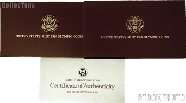 1988 Seoul Olympiad Commemorative Proof Silver Dollar OGP Replacement Box and COA