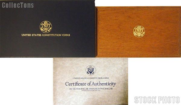 1987 U.S. Constitution Bicentennial Commemorative Four Coin Set OGP Replacement Box and COA