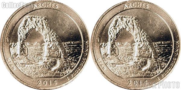 2014 P & D Utah Arches National Park Quarters GEM BU America the Beautiful