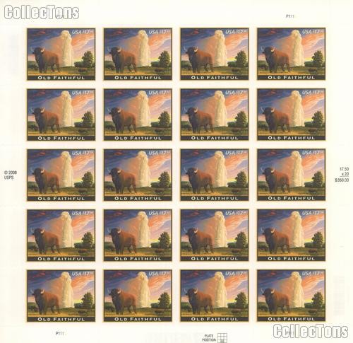 2009 Old Faithful $17.50 US Postage Stamp Unused Sheet of 20 Scott #4379