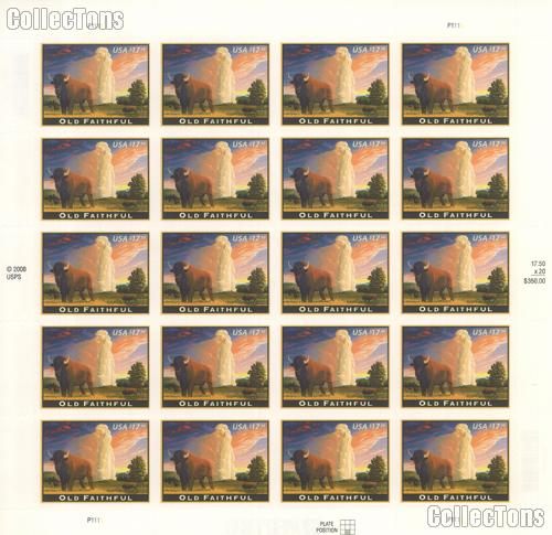 2009 Old Faithful $17.50 US Postage Stamp Unused Sheet of 20 Scott #4379