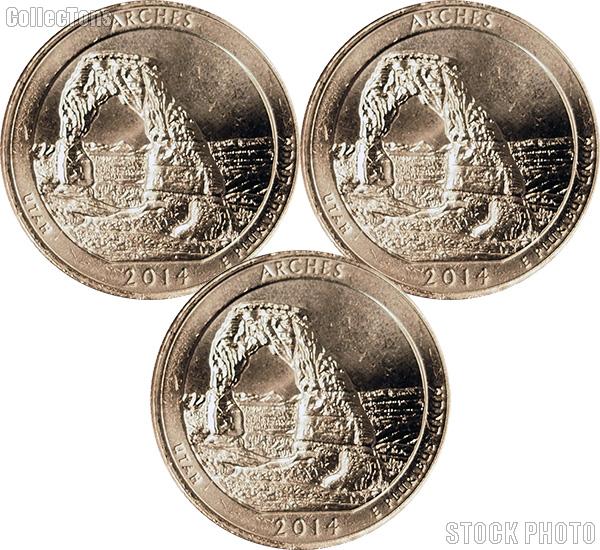 2014 P, D, & S Utah Arches National Park Quarters GEM BU America the Beautiful