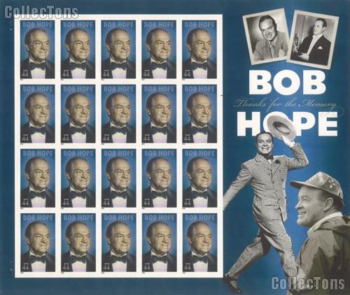 2009 Bob Hope 44 Cent US Postage Stamp Unused Sheet of 20 Scott #4406