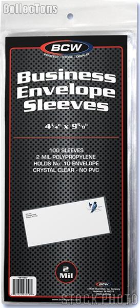 BCW Polypropylene Sleeves for Business Envelope #10, pack of 100