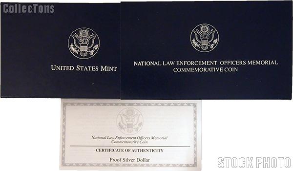 1997 National Law Enforcement Officers Memorial Commemorative Proof Silver Dollar OGP Replacement Box and COA
