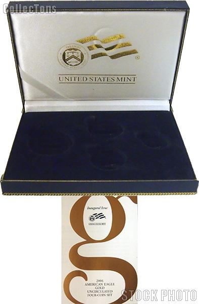 2006 American Eagle Gold 4-Coin Burnished Uncirculated Set OGP Replacement Box and COA