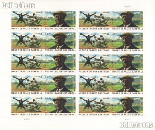 2010 Negro Leagues Baseball 44 Cent US Postage Stamp Unused Sheet of 20 Scott #4465 - #4466