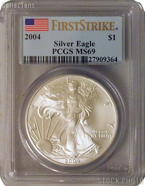2004 American Silver Eagle Dollar FIRST STRIKE in PCGS MS 69