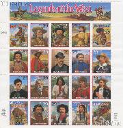 1994 Legends of the West 29 Cent US Postage Stamp Unused Sheet of 20 Scott #2869