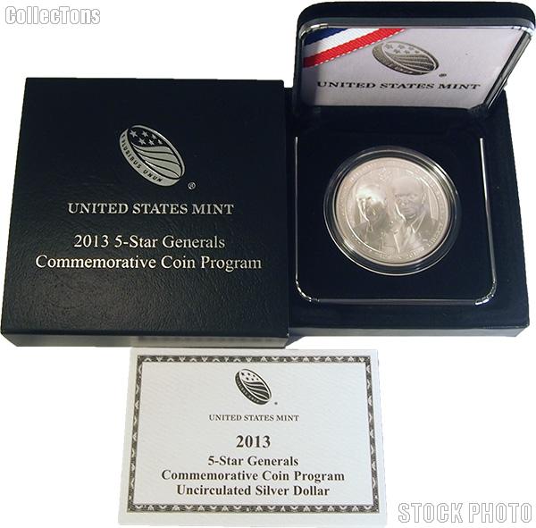 2013 5-Star Generals Uncirculated (BU) Commemorative Silver Dollar Coin