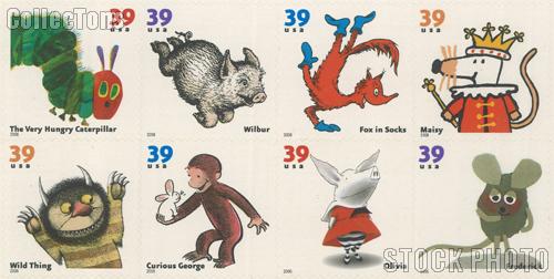 2006 Children's Book Animals 39 Cent US Postage Stamp Unused Sheet of 16 Scott #3987-3994