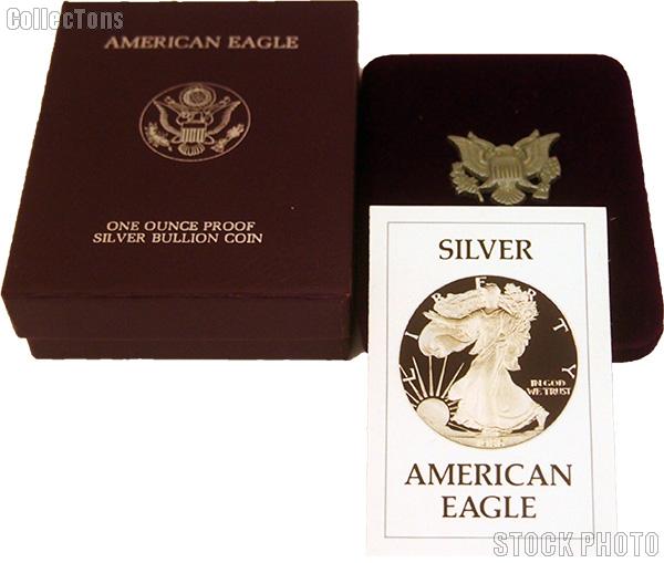 1986-S American Silver Eagle 1 oz Silver Proof Coin OGP Replacement Box and COA