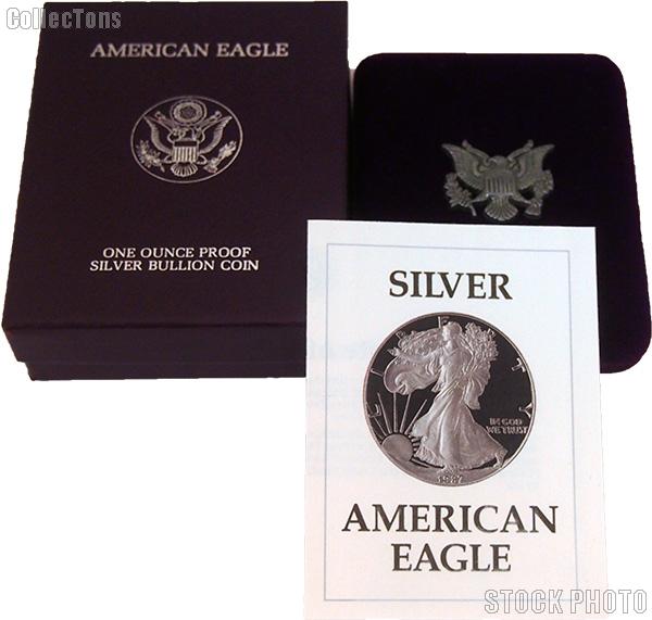 1987-S American Silver Eagle 1 oz Silver Proof Coin OGP Replacement Box and COA