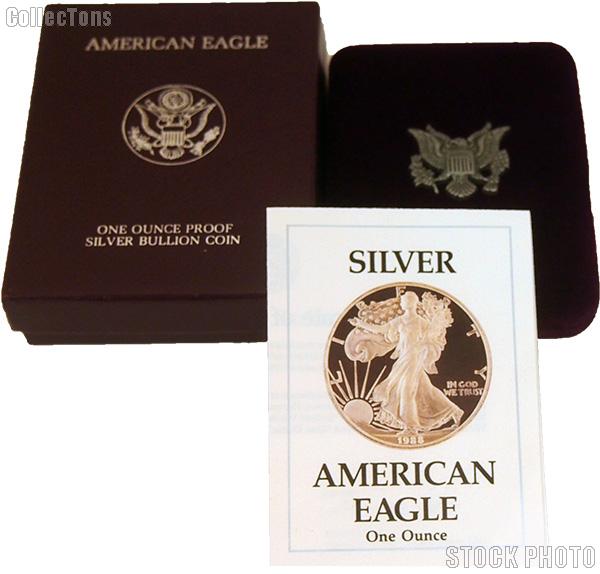1988-S American Silver Eagle 1 oz Silver Proof Coin OGP Replacement Box and COA