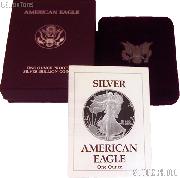 1989-S American Silver Eagle 1 oz Silver Proof Coin OGP Replacement Box and COA