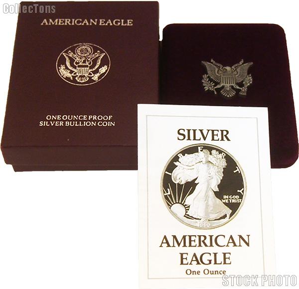 1990-S American Silver Eagle 1 oz Silver Proof Coin OGP Replacement Box and COA