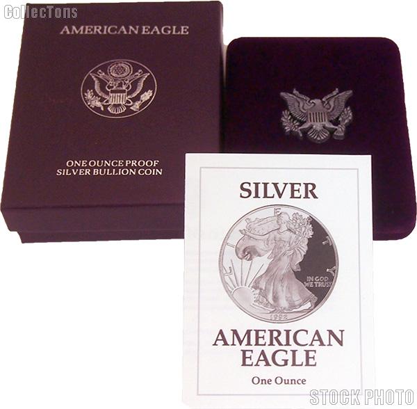 1992-S American Silver Eagle 1 oz Silver Proof Coin OGP Replacement Box and COA