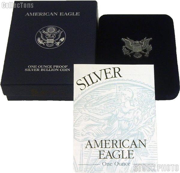 2001-W American Silver Eagle 1 oz Silver Proof Coin OGP Replacement Box and COA