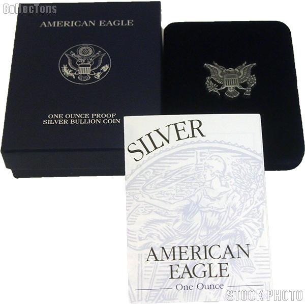 2002-W American Silver Eagle 1 oz Silver Proof Coin OGP Replacement Box and COA