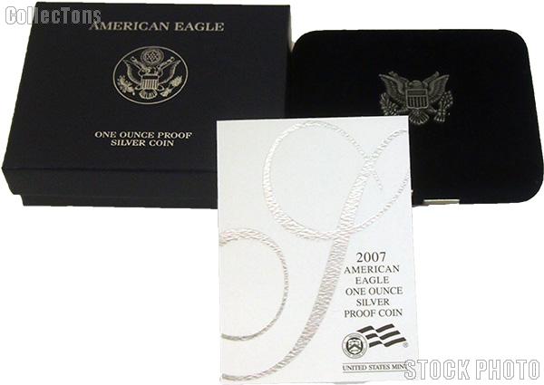 2007-W American Silver Eagle 1 oz Silver Proof Coin OGP Replacement Box and COA