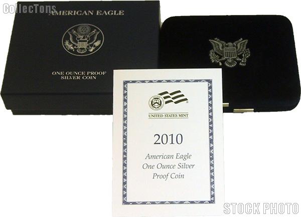 2010-W American Silver Eagle 1 oz Silver Proof Coin OGP Replacement Box and COA